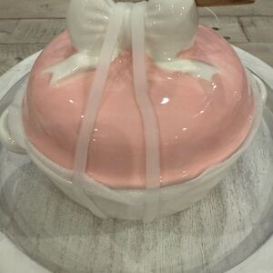 New! Pretty in Pink Bow Coquette Mini Brie Baker Set